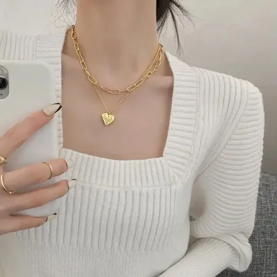 Double Layered Golden Heart Chain